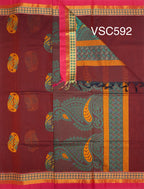 VSC592 - maroon color body, pallu,blouse.