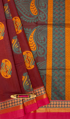 VSC592 - maroon color body, pallu,blouse.