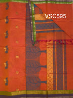 VSC595 - orange color body, pallu,blouse.