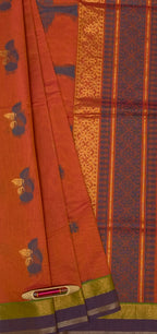 VSC595 - orange color body, pallu,blouse.