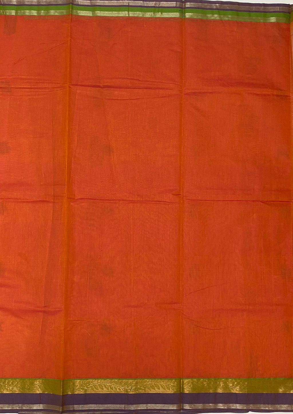 VSC595 - orange color body, pallu,blouse.