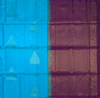 VSBP35 - copper sulphate blue color body, purple color pallu,blouse - Pure silk saree