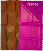 VSBP60 - honey brown (magenta with green) color body , magenta color pallu,blouse - Pure silk saree