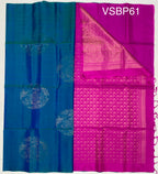 VSBP61 - bluish green color body & magenta color pallu,blouse - Pure silk saree