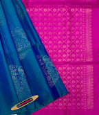 VSBP61 - bluish green color body & magenta color pallu,blouse - Pure silk saree
