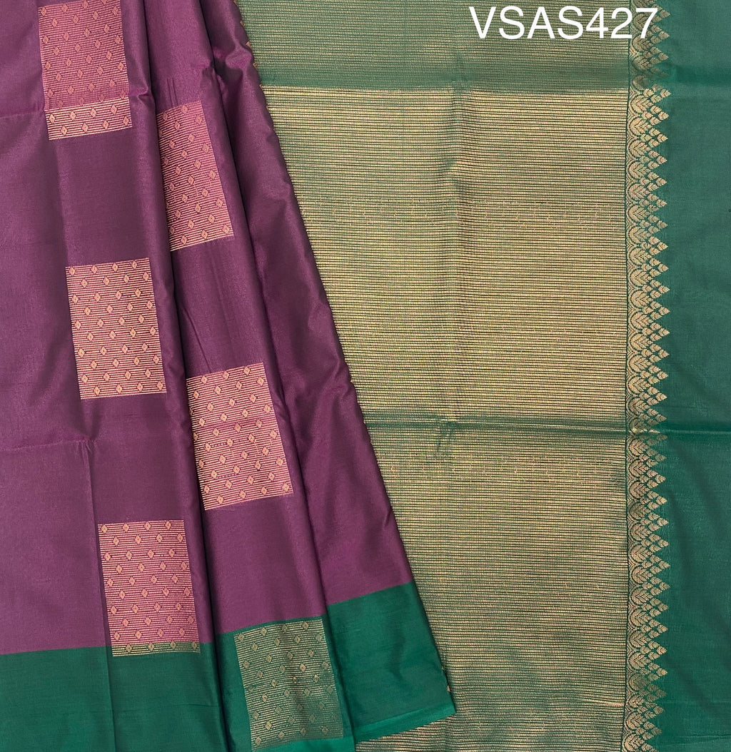 VSAS427 - purple color body , green color pallu , blouse.