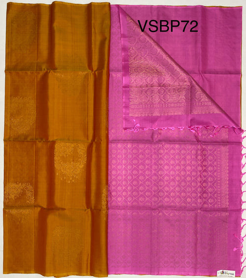 VSBP72 - golden yellow color body & candy pink color pallu,blouse - Pure silk saree