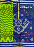 VSISC353 - bright yellow color body , royal blue color pallu , blouse.