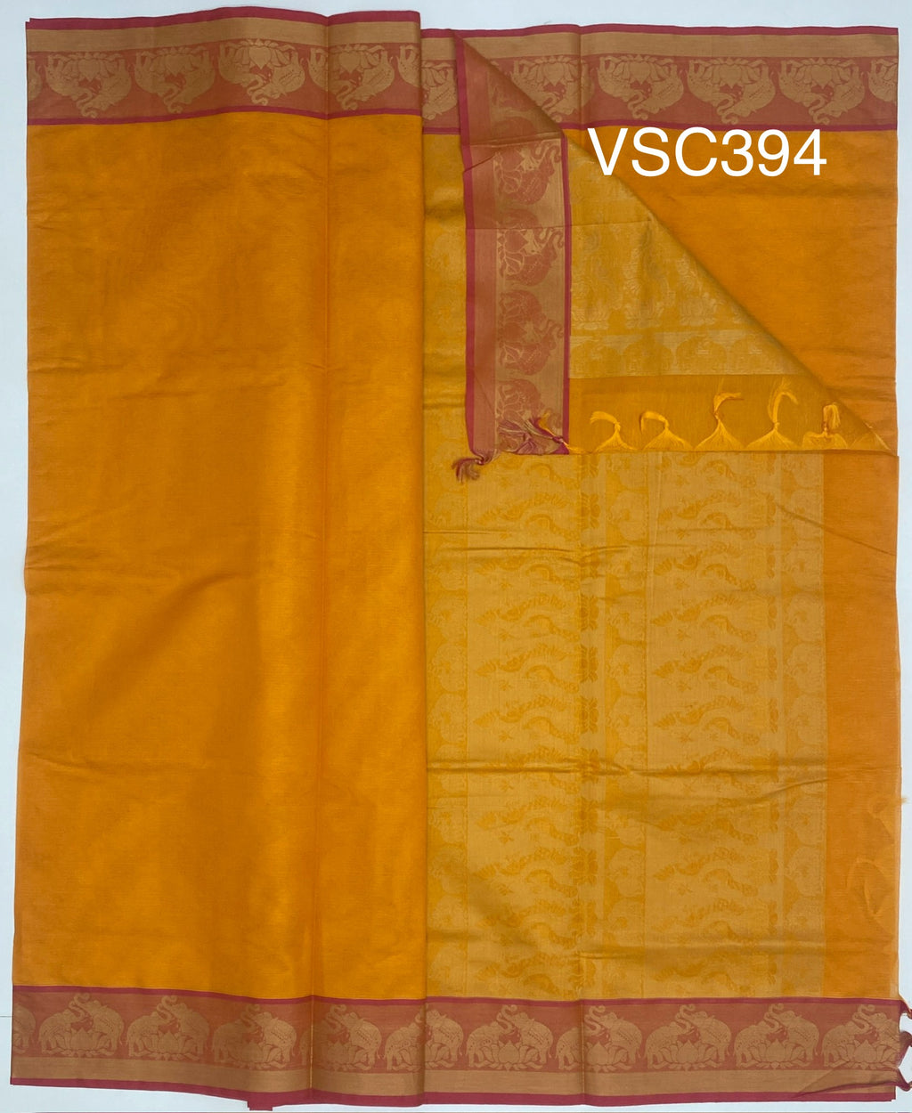 VSC394 - yellow color body, pallu,blouse.