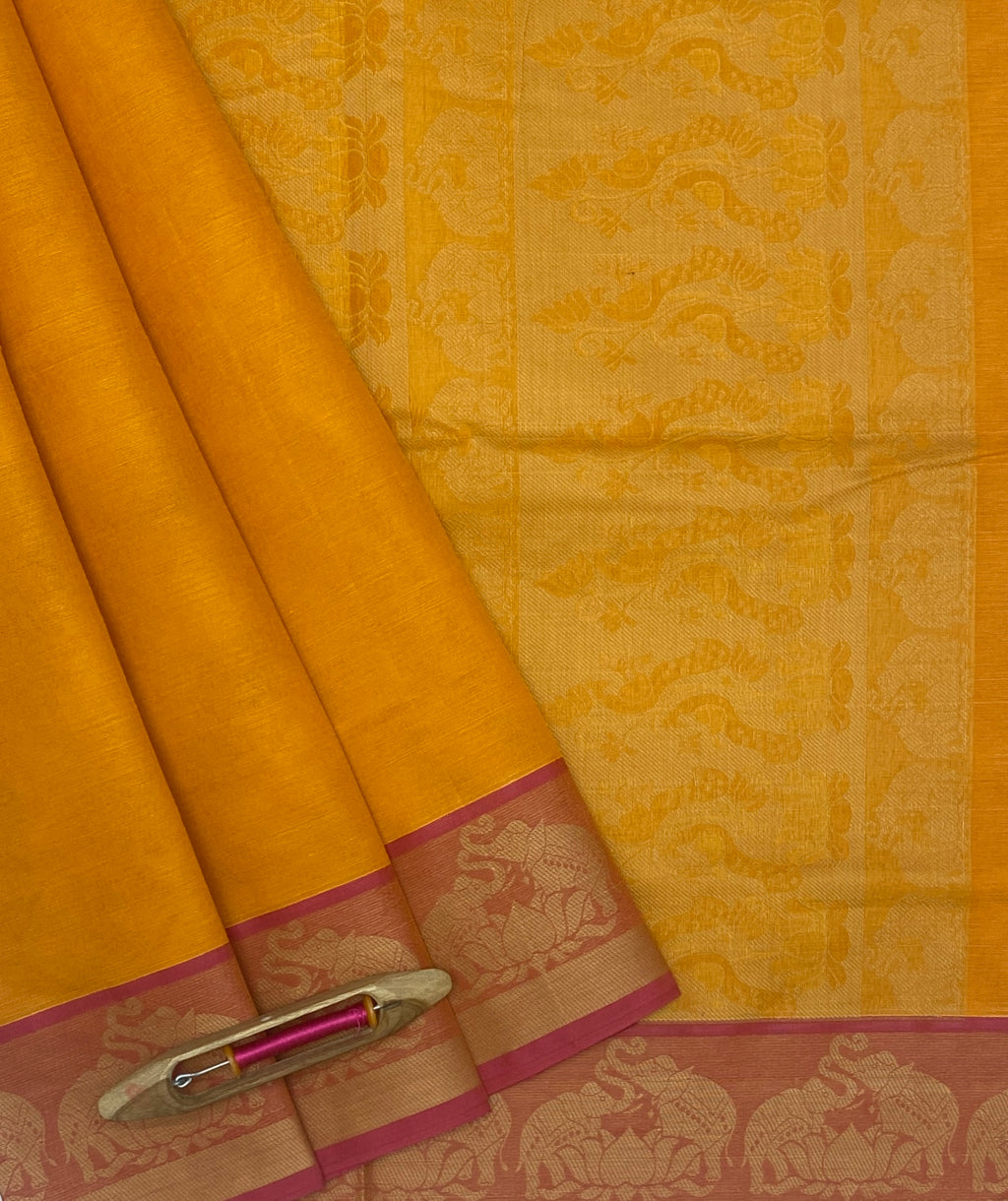 VSC394 - yellow color body, pallu,blouse.