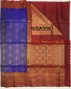 VSA356 - royal blue color body & maroon color pallu , blouse pure silk saree