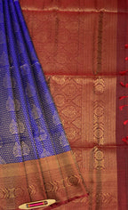 VSA356 - royal blue color body & maroon color pallu , blouse pure silk saree