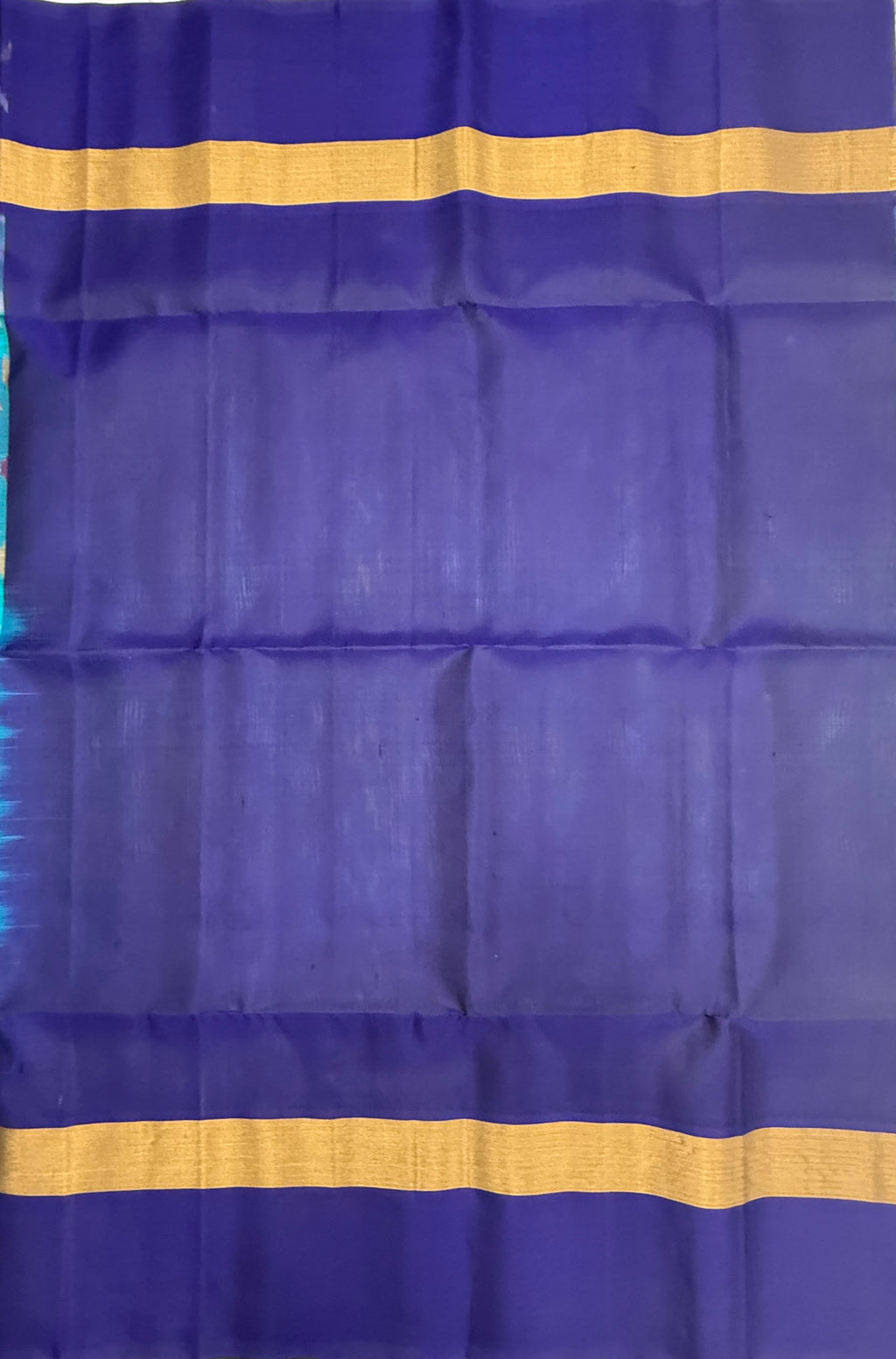 VSIS455 - blue color body , navy blue color pallu , blouse - Pure silk saree