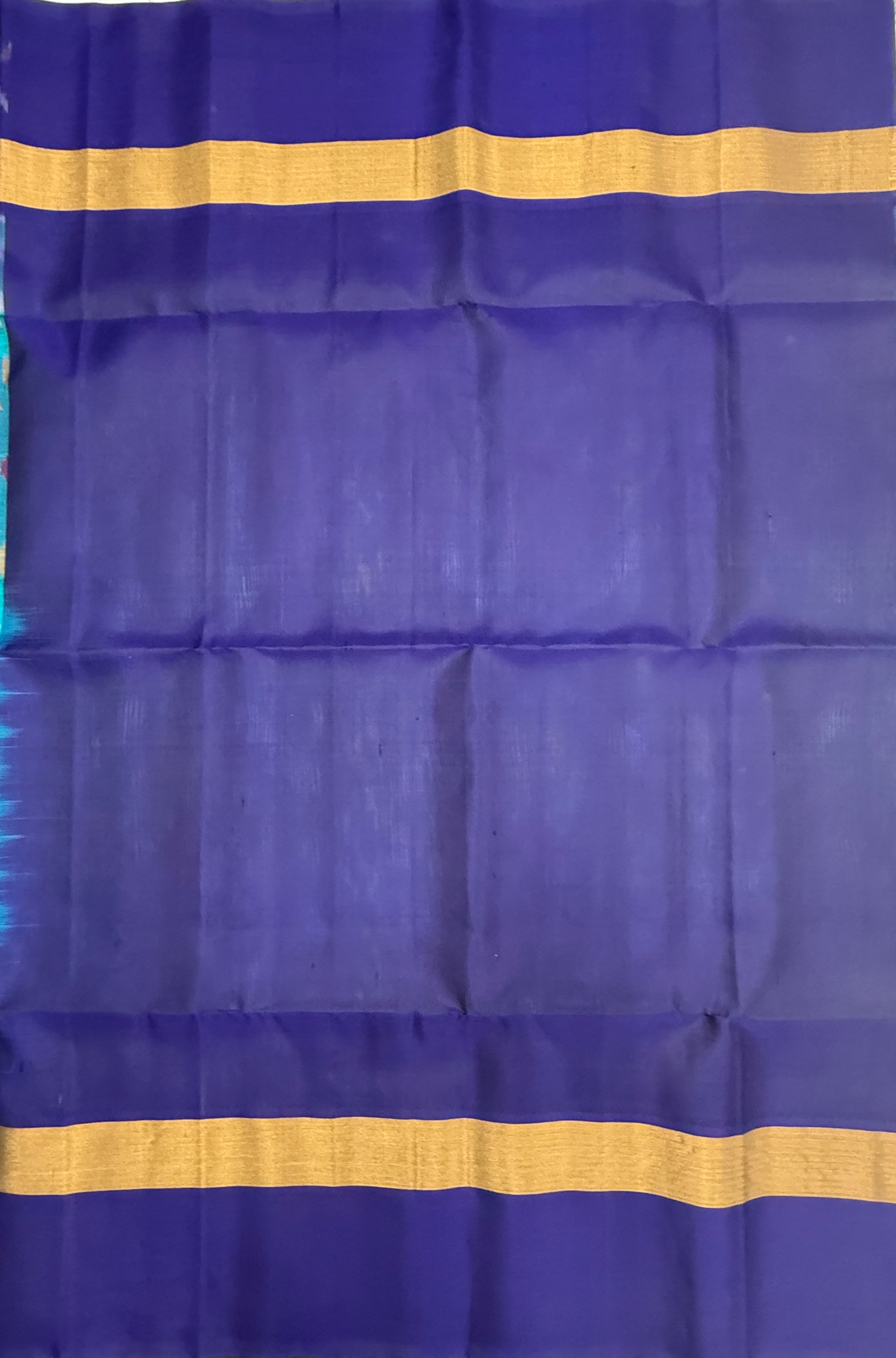 VSIS455 - blue color body , navy blue color pallu , blouse - Pure silk saree