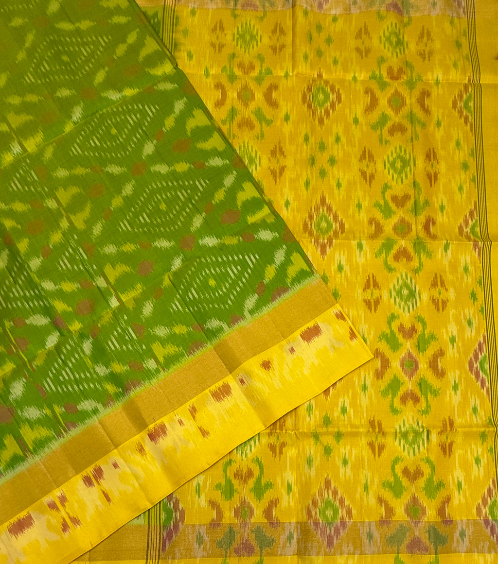 VSIS457 - green color body , yellow color pallu , blouse - Pure silk saree