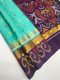 VSIS458 - sea blue color body , violet color pallu , blouse - Pure silk saree