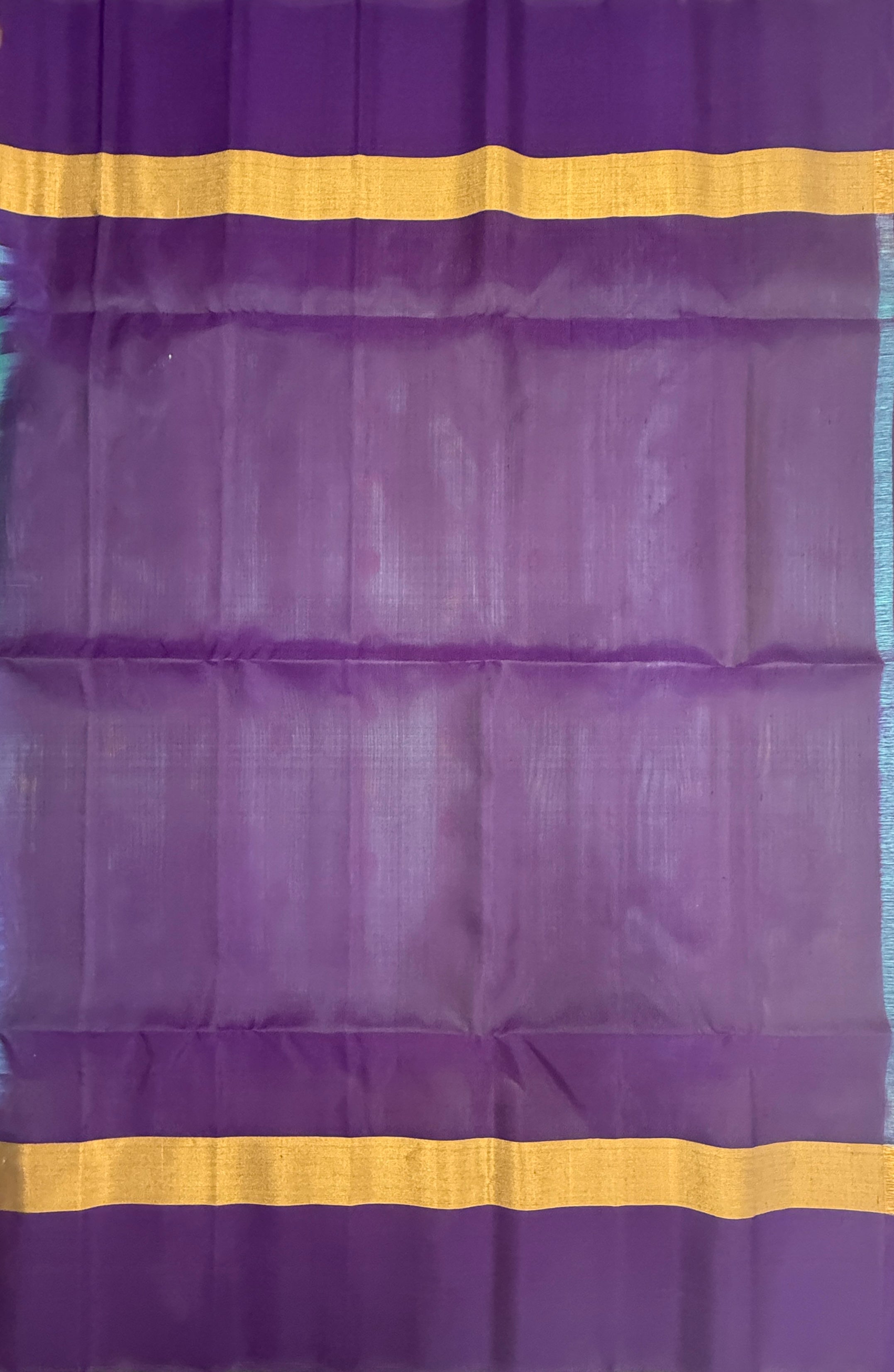 VSIS458 - sea blue color body , violet color pallu , blouse - Pure silk saree