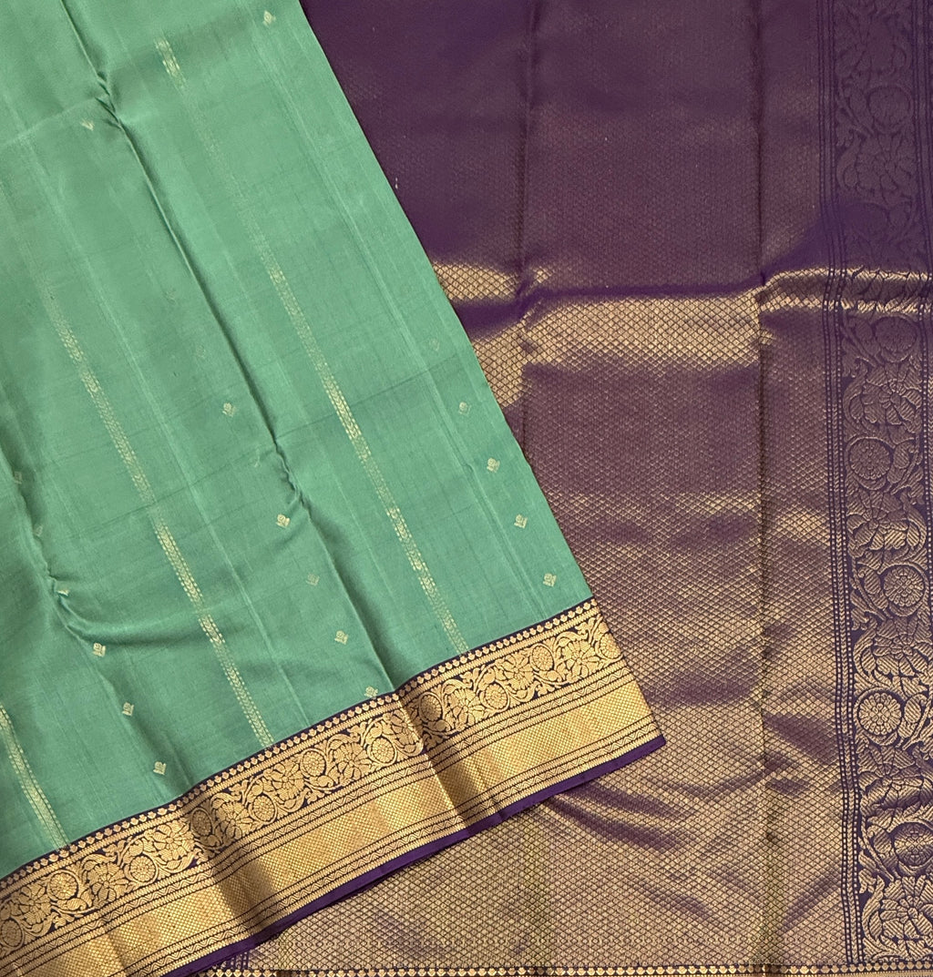 VSM61 - pastel green color body , vioelt color pallu , blouse&nbsp;