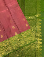 VSM158 - Dusky pink color body , green color pallu , blouse.