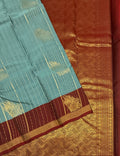 VSM114 - Pastel blue color body , maroon color pallu , blouse.