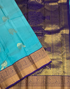 VSM170 - sky blue color body , violet color pallu , blouse&nbsp;