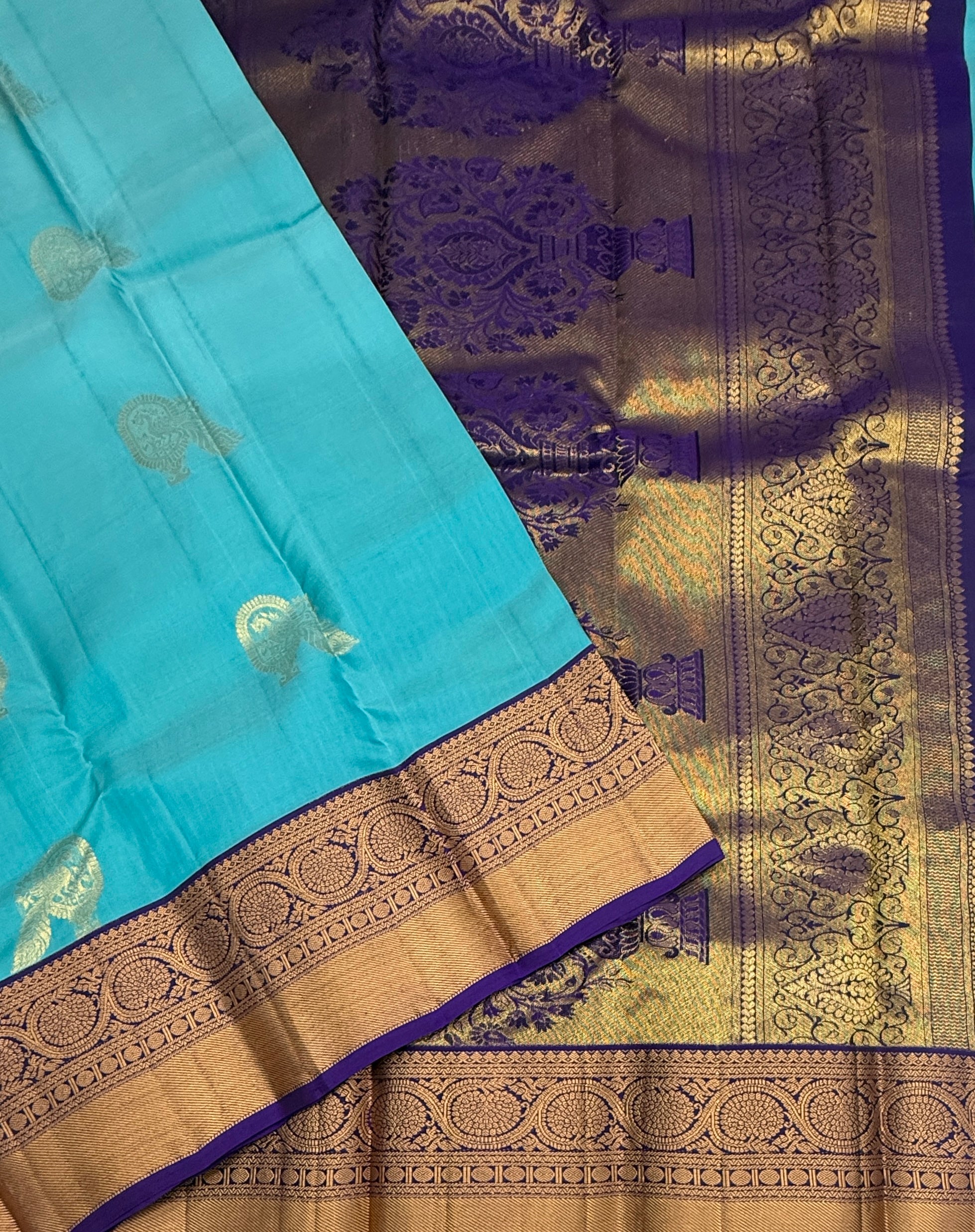 VSM170 - sky blue color body , violet color pallu , blouse&nbsp;