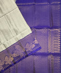 VSM57 - grey color body , ink blue color pallu , blouse&nbsp;