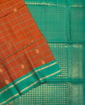 VSM256 - rust orange color body , Peacock Green color pallu , blouse.