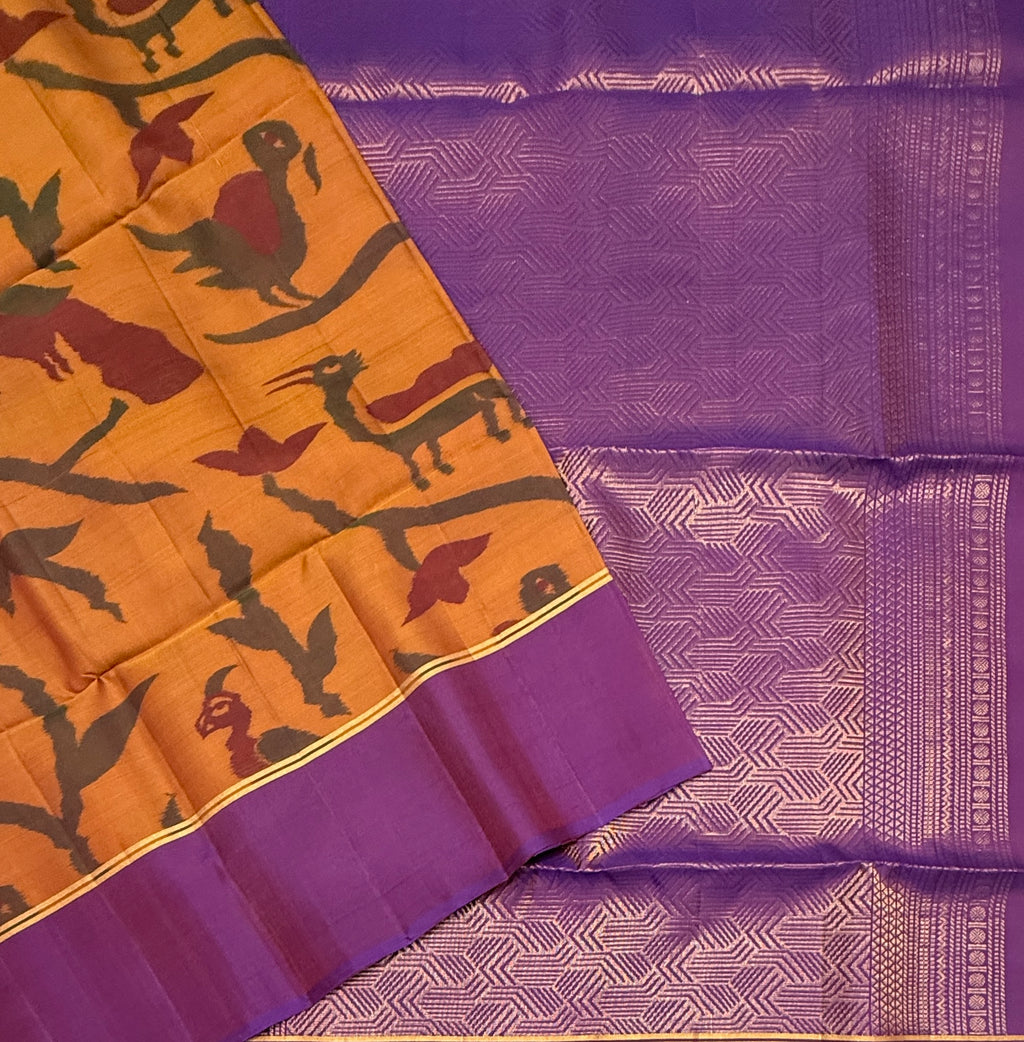 VSM153 - honey brown color body , violet color pallu , blouse&nbsp;