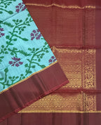 VSM147 - dual blue color body , maroon color pallu , blouse&nbsp;