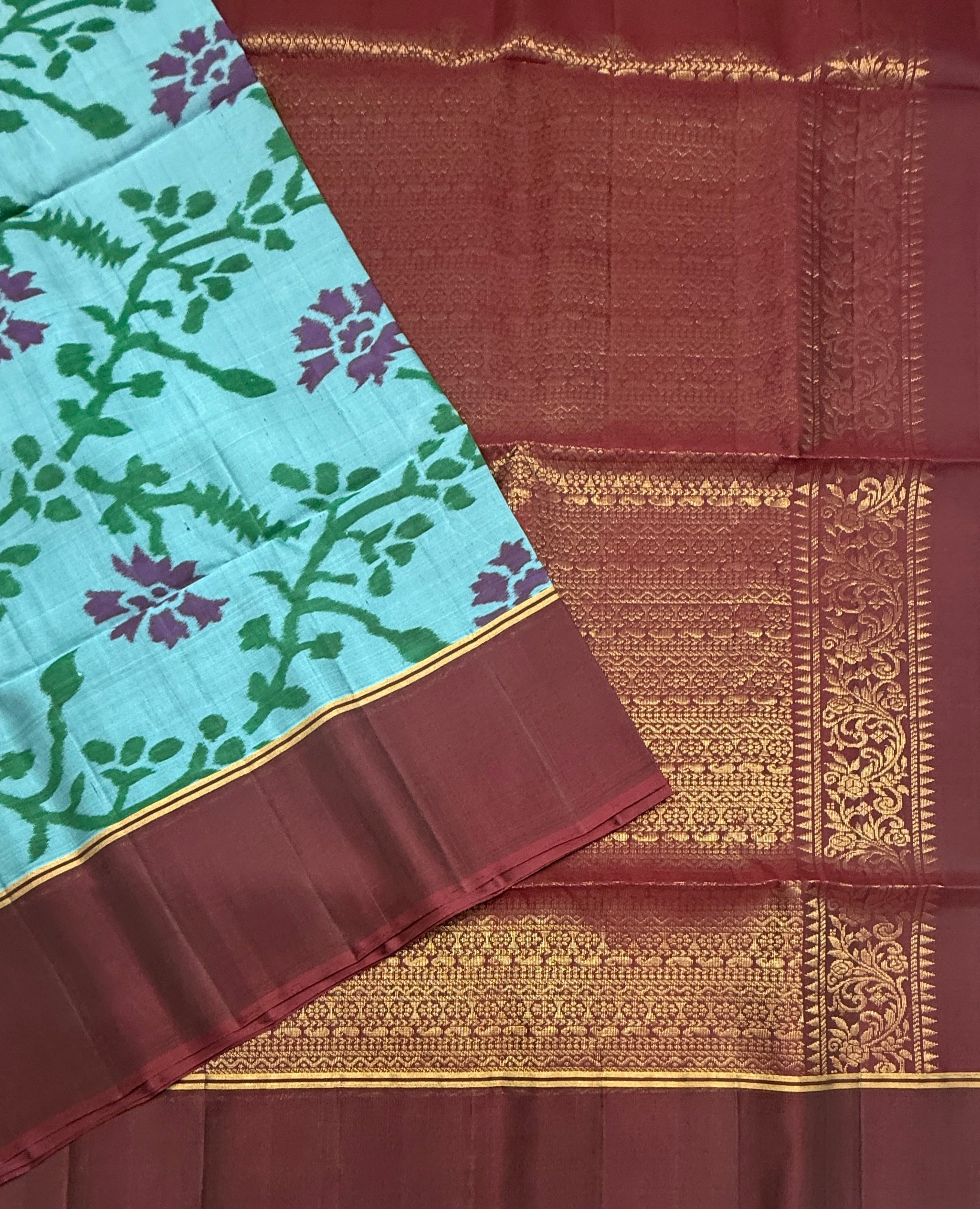 VSM147 - dual blue color body , maroon color pallu , blouse&nbsp;