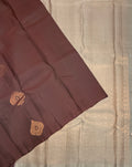 VSM24 - dark brown color body , light peach color pallu , blouse&nbsp;