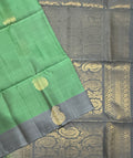 VSM248 - pastel green color body , grey color pallu , blouse&nbsp;