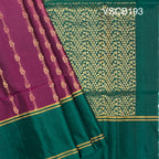VSCB193 - purple color body , bottle green color pallu , blouse - Pure silk saree