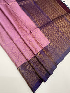 VSA669 - lavender color body , purple color pallu , blouse pure silk saree