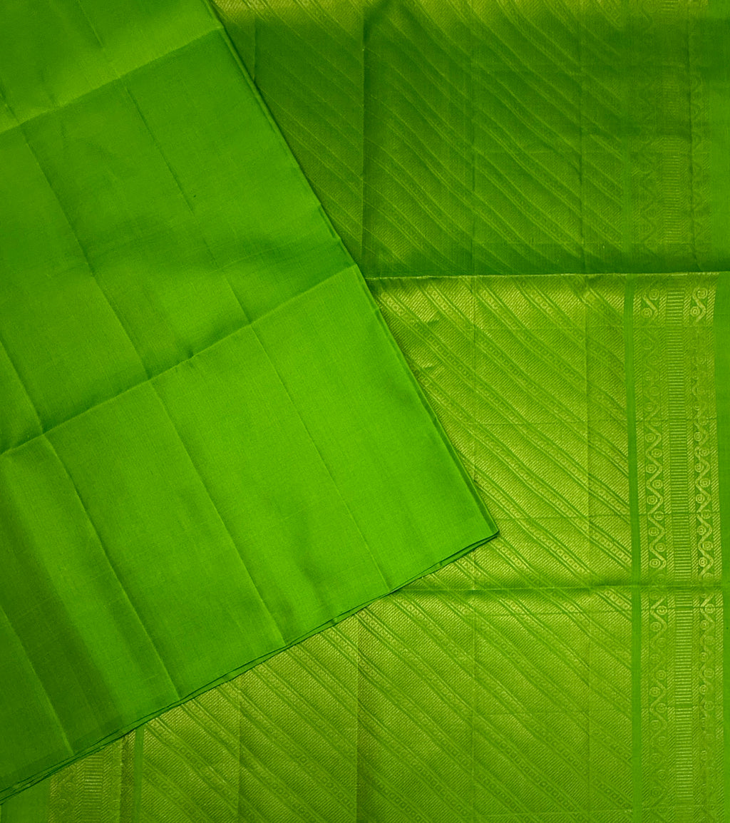 VSP731 - parrot green color body, pallu , blouse - Pure silk saree