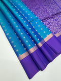 VSCB629 - peacock green color body , violet color pallu , blouse - Pure silk saree