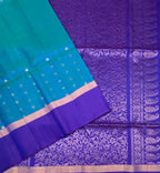 VSCB629 - peacock green color body , violet color pallu , blouse - Pure silk saree