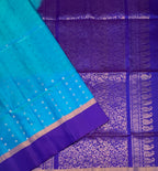 VSCB630 - peacock blue color body , violet color pallu , blouse - Pure silk saree