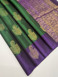 VSCB633 - bottle green color body ,violet color pallu , blouse - Pure silk saree