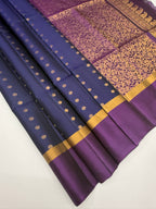 VSCB635 - navy blue color body , violet color pallu , blouse - Pure silk saree