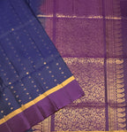 VSCB635 - navy blue color body , violet color pallu , blouse - Pure silk saree