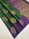 VSCB636 - dark green color body , violet color pallu , blouse - Pure silk saree