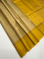VSCB637 - beige color body , yellow color pallu , blouse - Pure silk saree