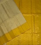VSCB637 - beige color body , yellow color pallu , blouse - Pure silk saree