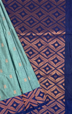 VSAS845 - pastel blue color body , navy blue color pallu , blouse.