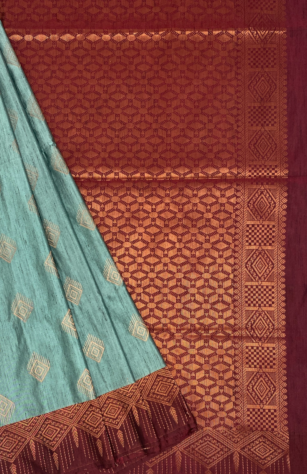VSAS858 - pastel blue color body , coffee brown color pallu , blouse.