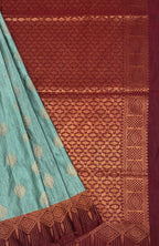 VSAS858 - pastel blue color body , coffee brown color pallu , blouse.