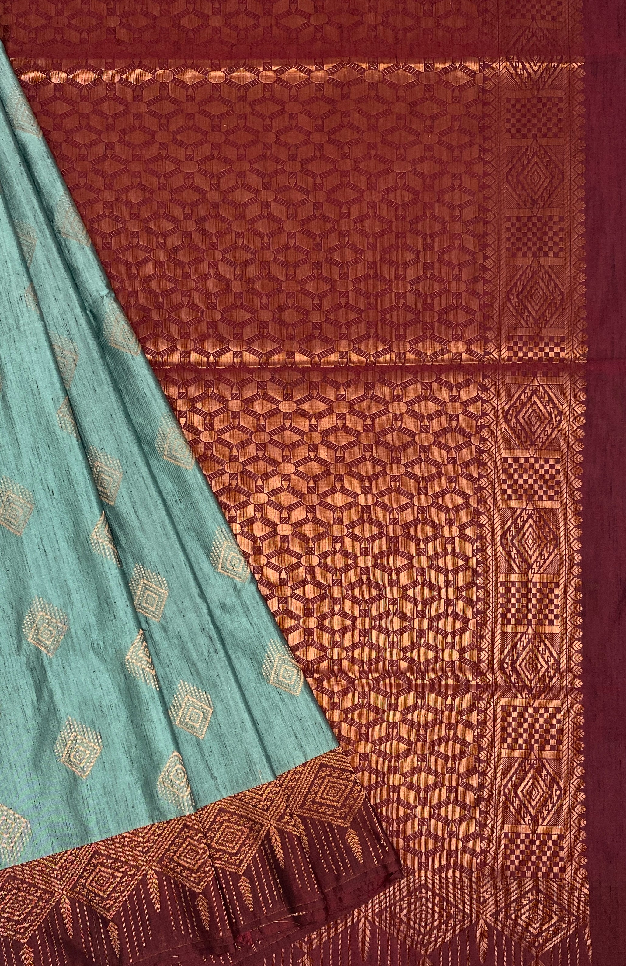 VSAS858 - pastel blue color body , coffee brown color pallu , blouse.