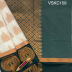VSKC159 - white color body, bottle green color pallu , blouse.